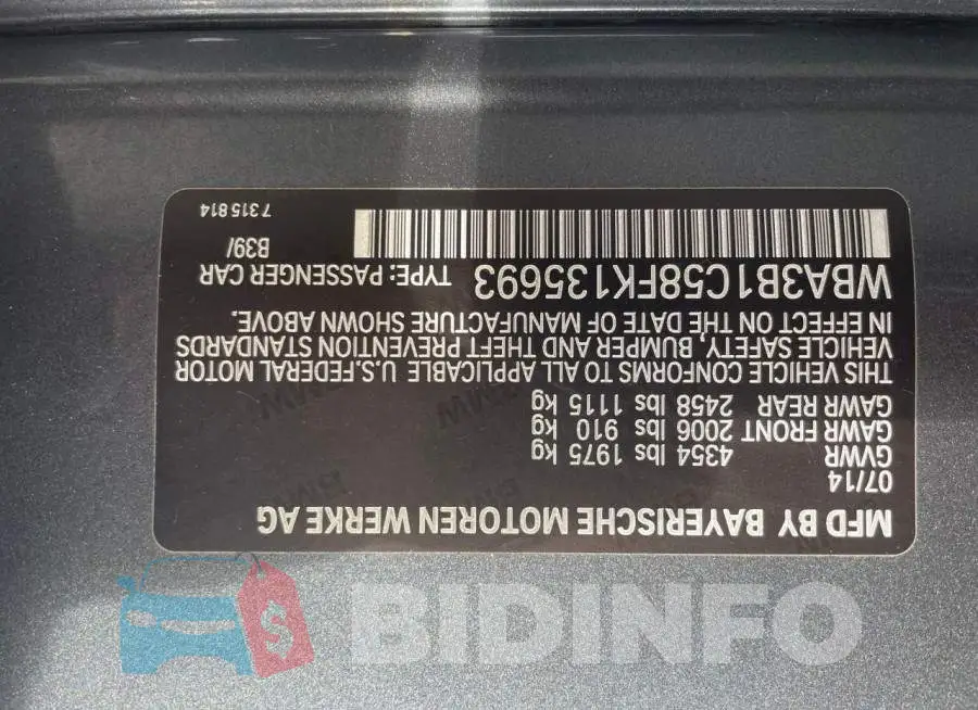 WBA3B1C58FK135693 Photo# 10