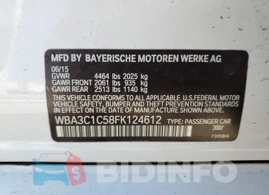 WBA3C1C58FK124612 Photo# 13