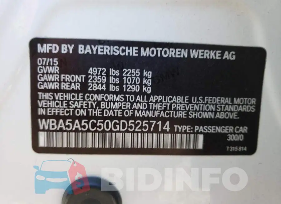 WBA5A5C50GD525714 Photo# 12