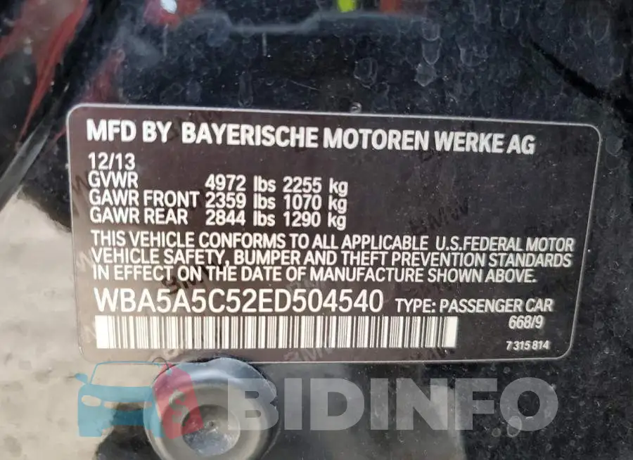 WBA5A5C52ED504540 Photo# 12