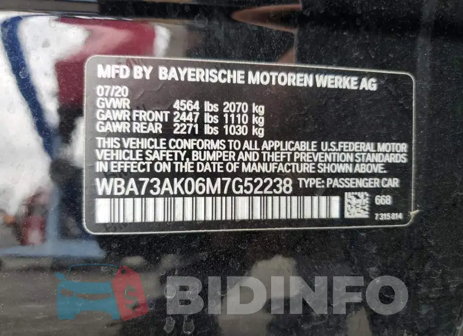 WBA73AK06M7G52238 Photo# 12