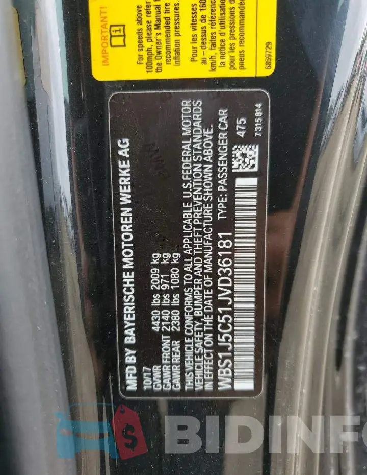 WBS1J5C51JVD36181 Photo# 12