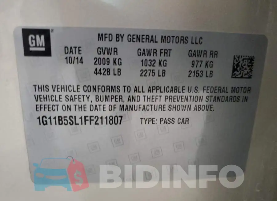 1G11B5SL1FF211807 Photo# 12