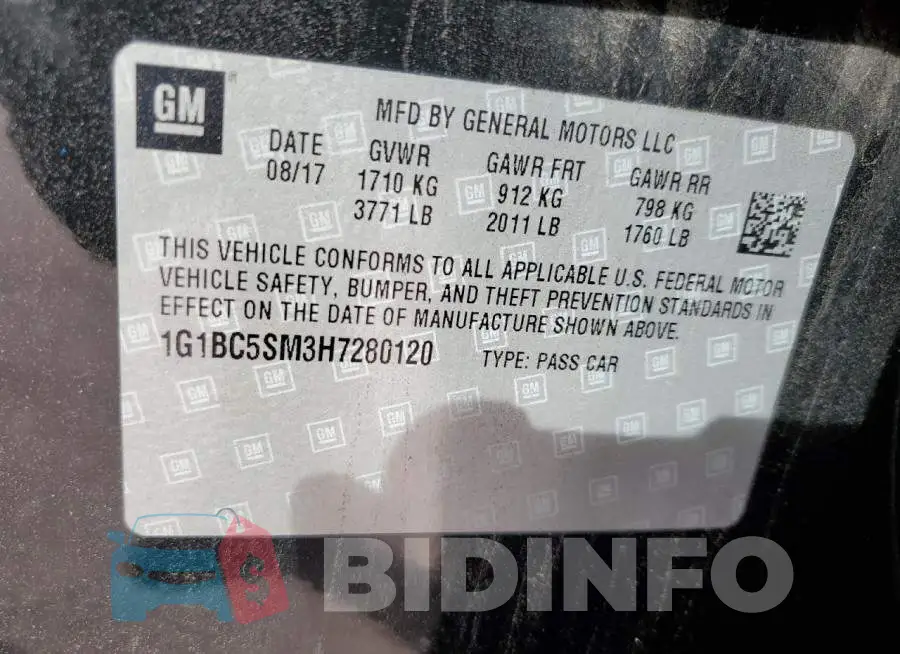 1G1BC5SM3H7280120 Photo# 12