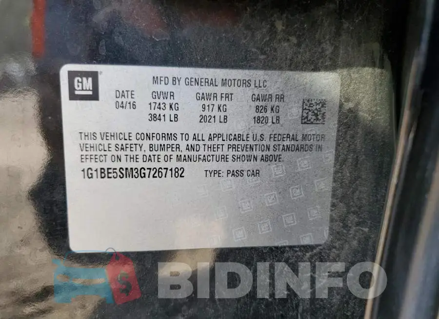 1G1BE5SM3G7267182 Photo# 12