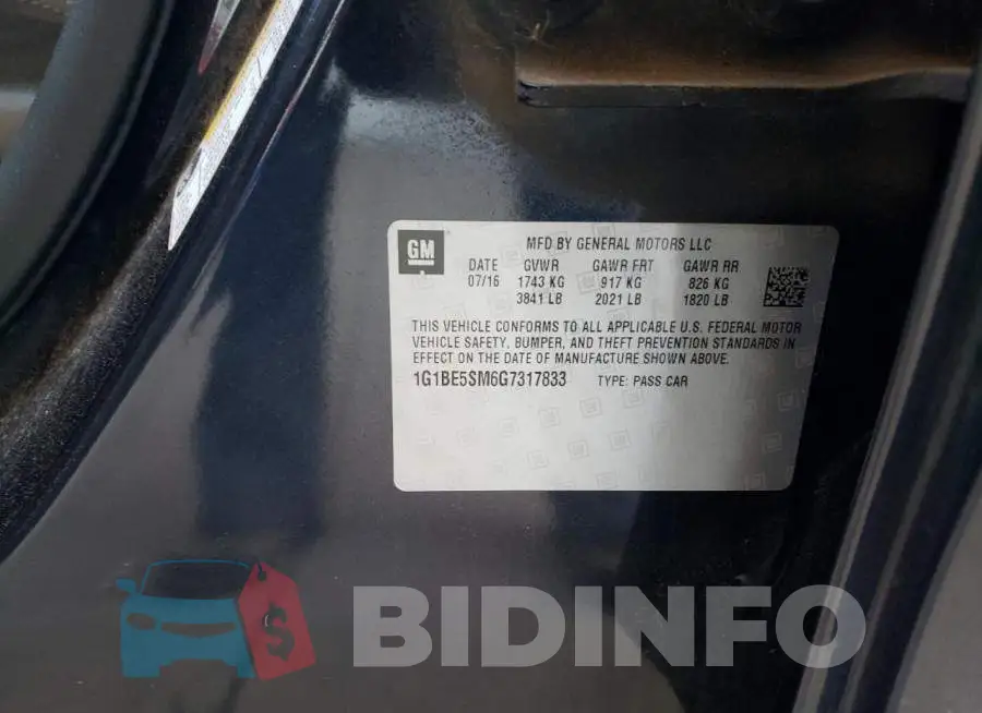 1G1BE5SM6G7317833 Photo# 13