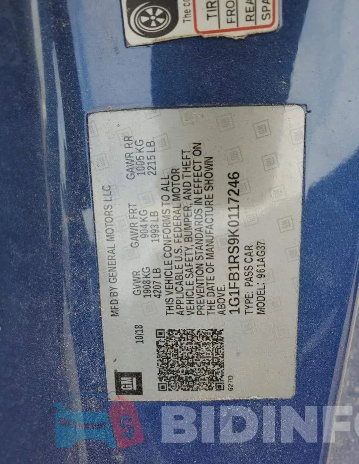 1G1FB1RS9K0117246 Photo# 13