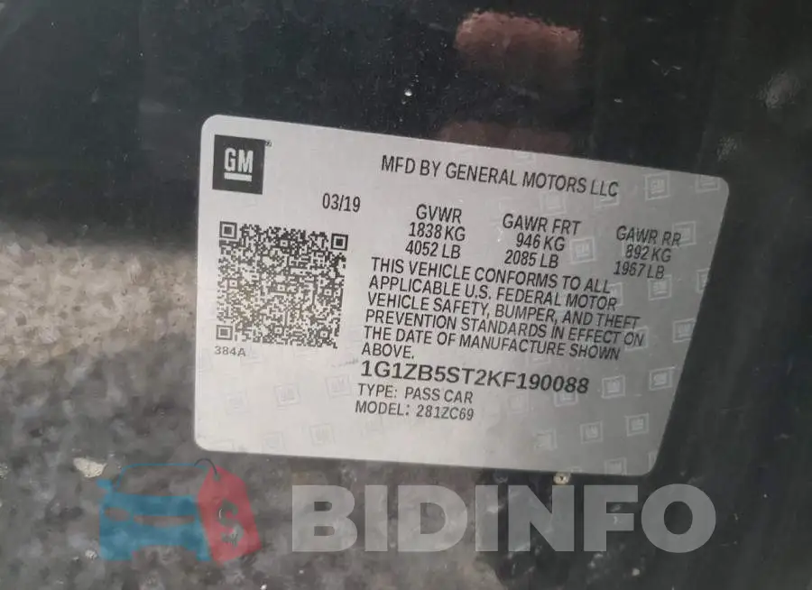 1G1ZB5ST2KF190088 Photo# 14