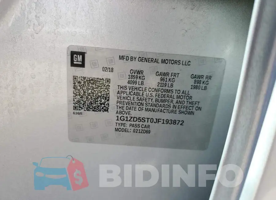 1G1ZD5ST0JF193872 Photo# 13