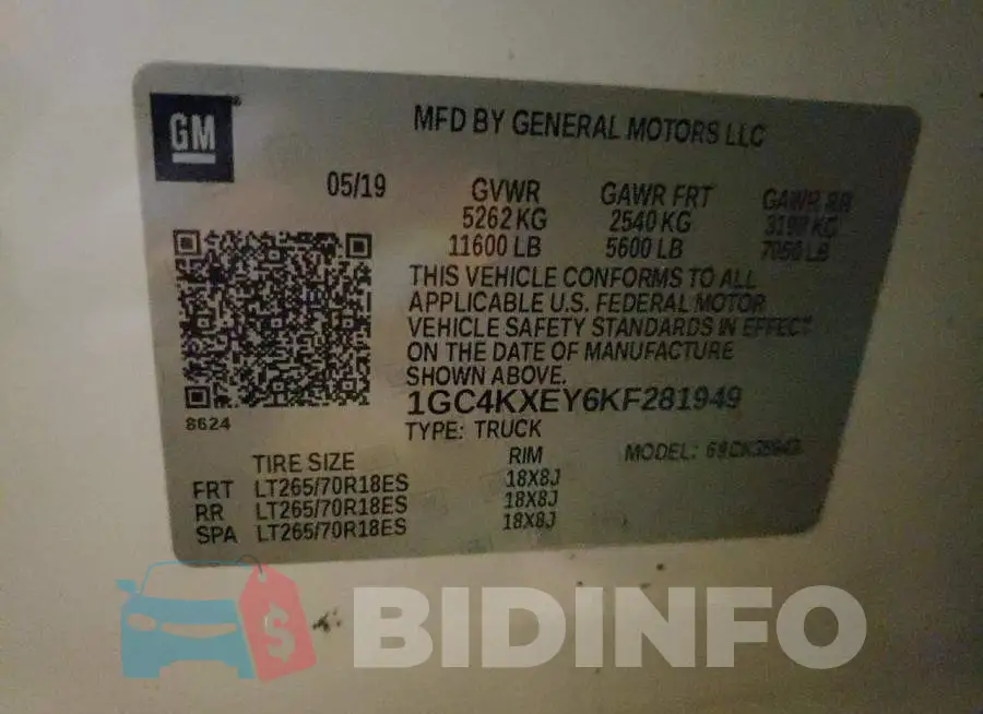 1GC4KXEY6KF281949 Photo# 12