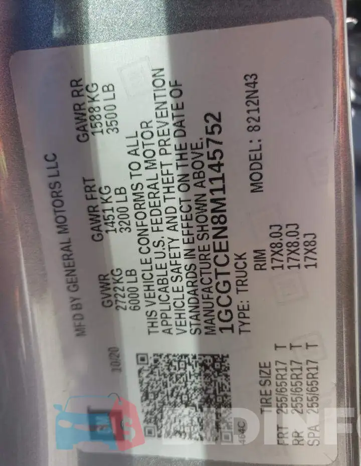 1GCGTCEN8M1145752 Photo# 12