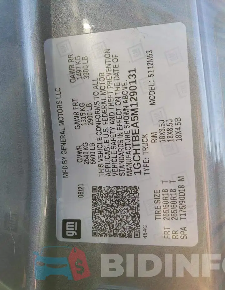1GCHTBEA5M1290131 Photo# 12