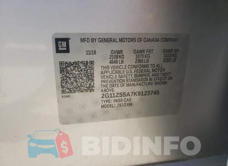 2G11Z5SA7K9123745 Photo# 12