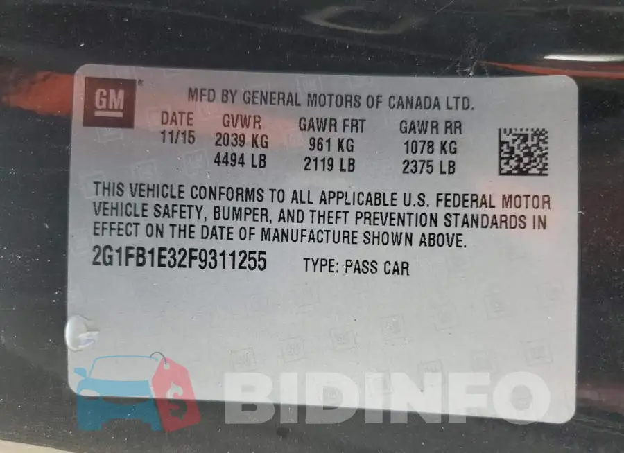 2G1FB1E32F9311255 Photo# 13