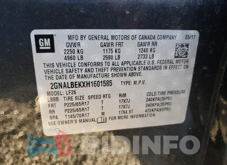 2GNALBEKXH1601585 Photo# 13
