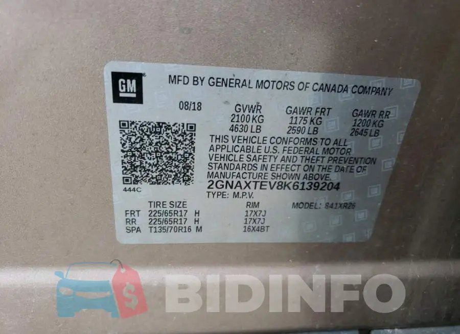 2GNAXTEV8K6139204 Photo# 14