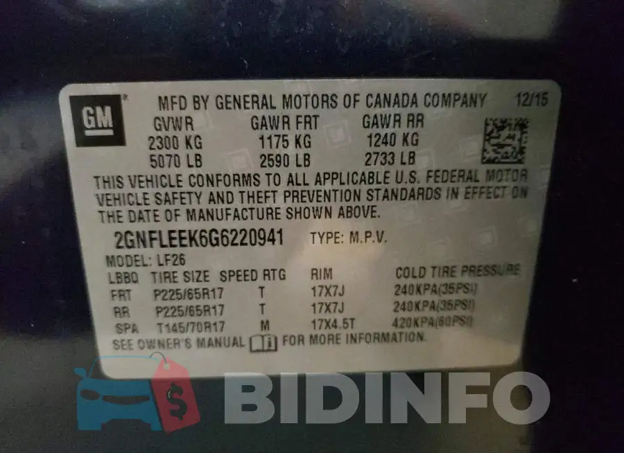 2GNFLEEK6G6220941 Photo# 12