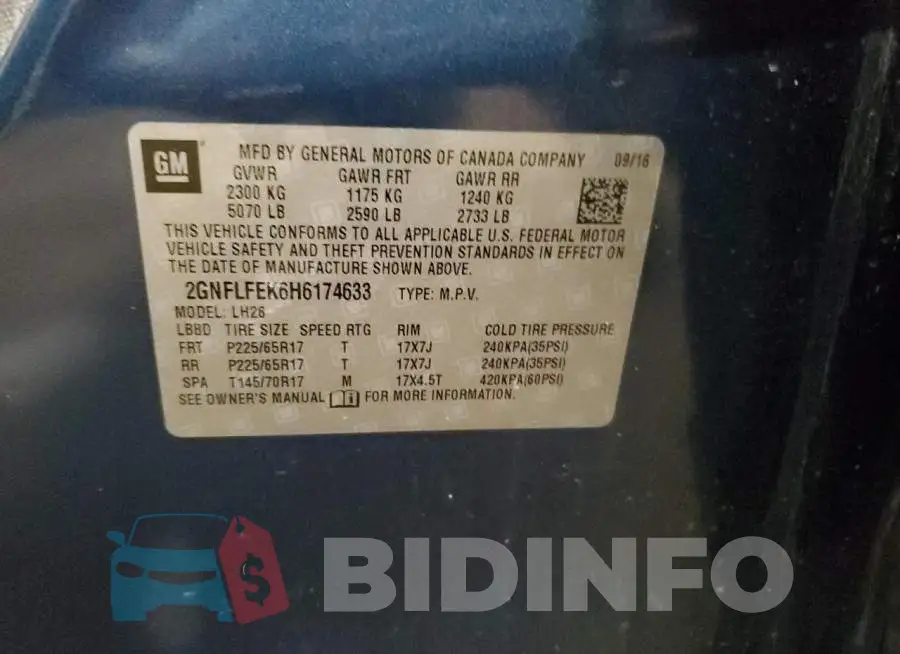 2GNFLFEK6H6174633 Photo# 13