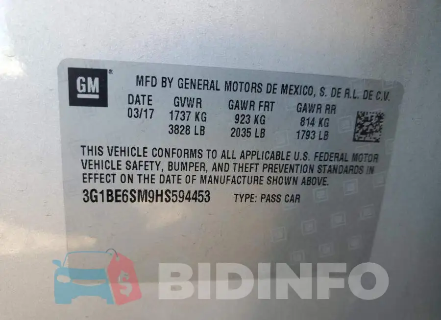 3G1BE6SM9HS594453 Photo# 12