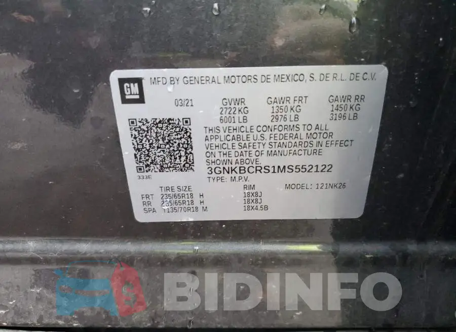 3GNKBCRS1MS552122 Photo# 12