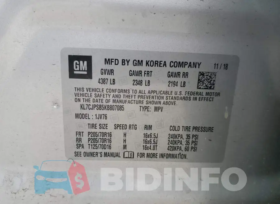 KL7CJPSB5KB807085 Photo# 13