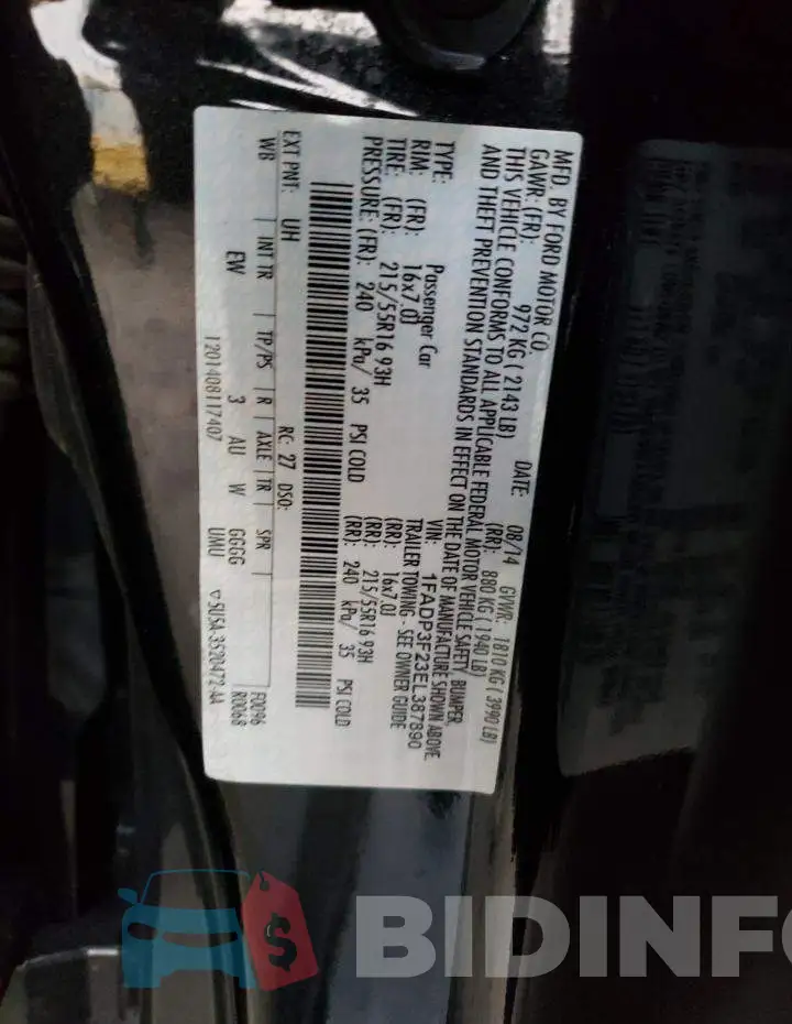 1FADP3F23EL387890 Photo# 12