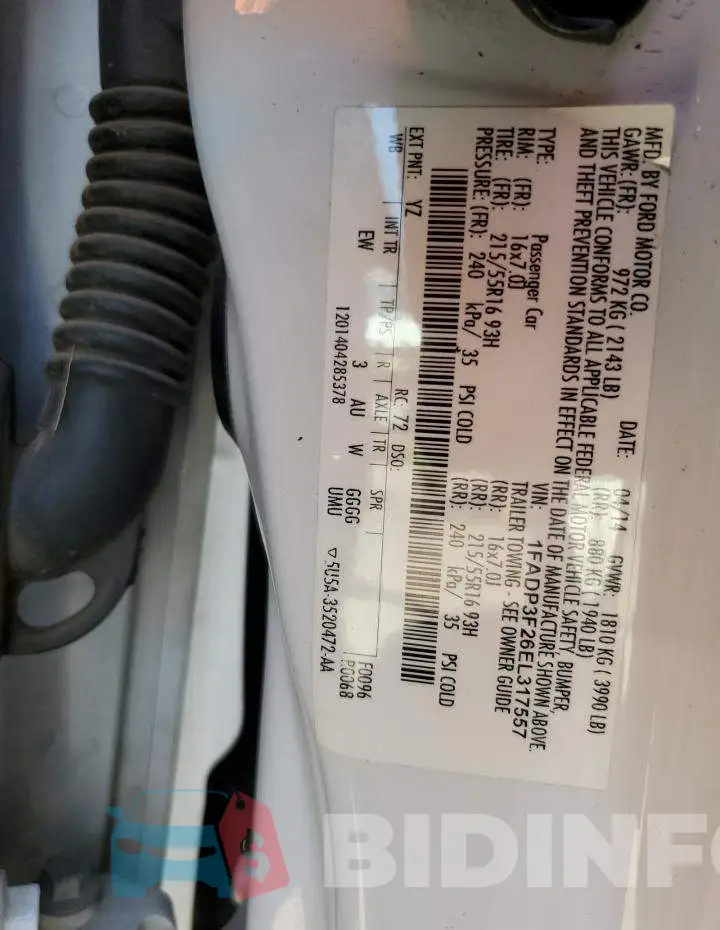 1FADP3F26EL317557 Photo# 12