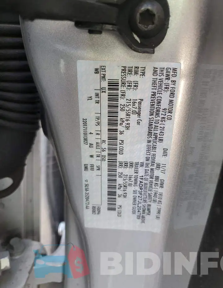 1FADP3F27JL204789 Photo# 13