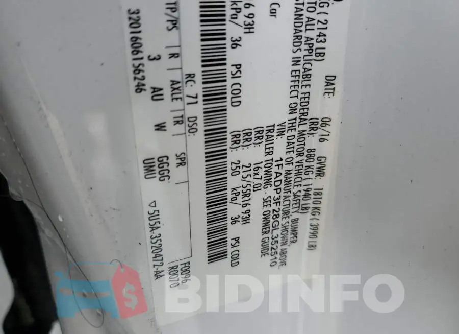 1FADP3F28GL352510 Photo# 12