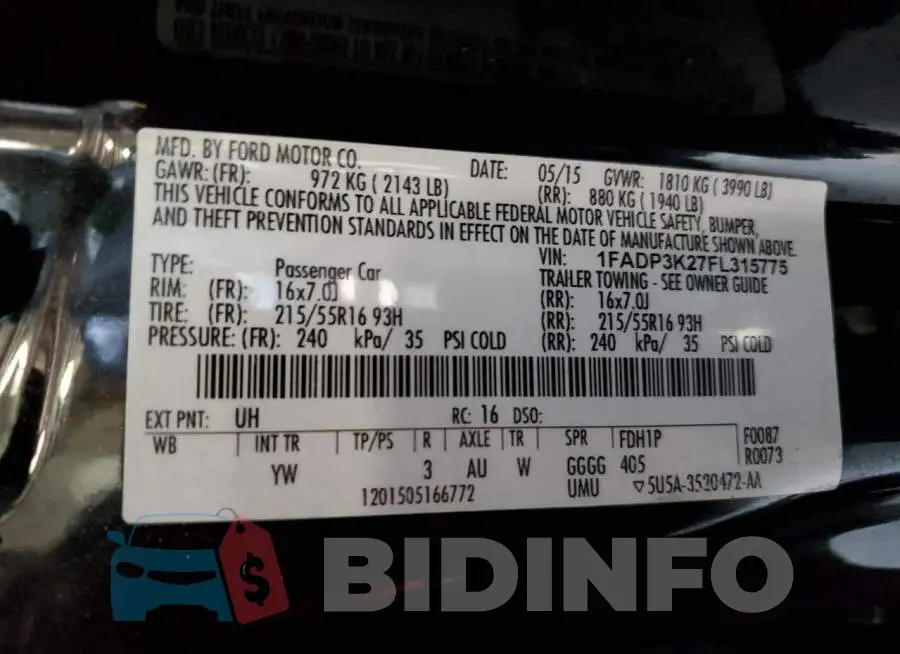 1FADP3K27FL315775 Photo# 13