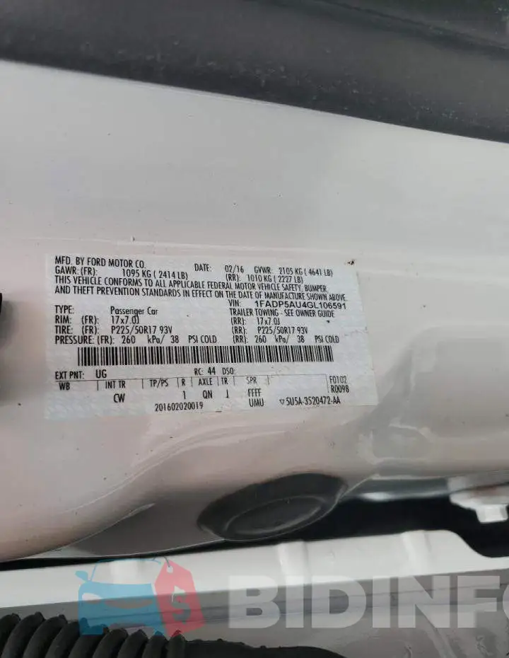 1FADP5AU4GL106591 Photo# 12