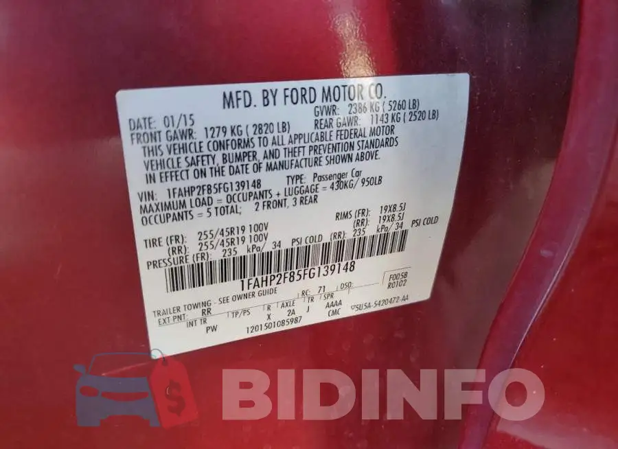 1FAHP2F85FG139148 Photo# 13