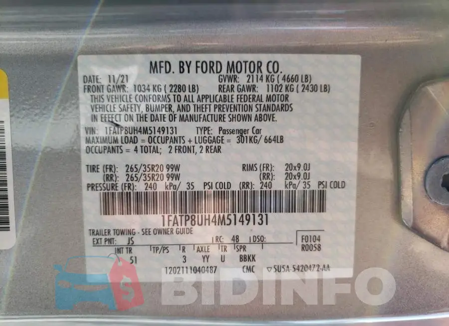 1FATP8UH4M5149131 Photo# 12