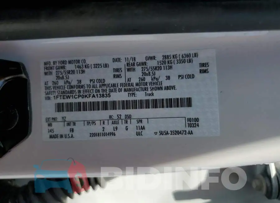 1FTEW1CP0KFA13835 Photo# 13