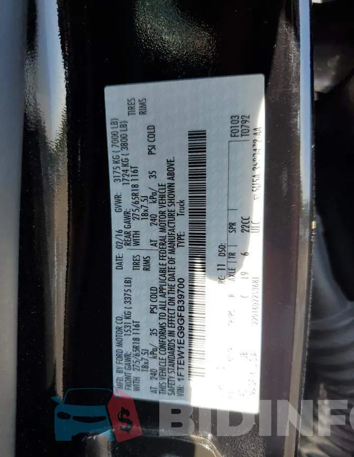 1FTEW1EG9GFB39700 Photo# 12