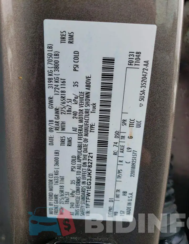 1FTFW1EG3JKF82721 Photo# 12