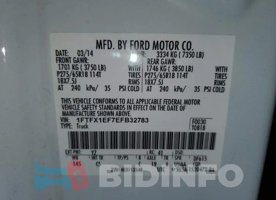 1FTFX1EF7EFB32783 Photo# 12