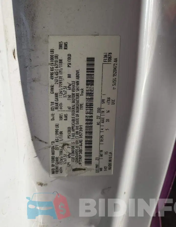 1FTRF3BT8JEB57391 Photo# 12