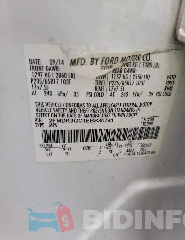 2FMDK3GC1EBB30741 Photo# 13