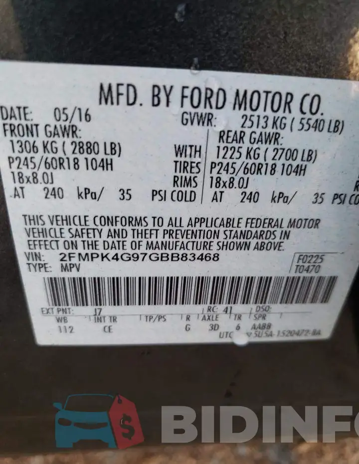 2FMPK4G97GBB83468 Photo# 13