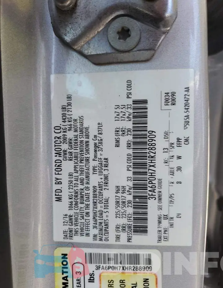 3FA6P0H7XHR288909 Photo# 12