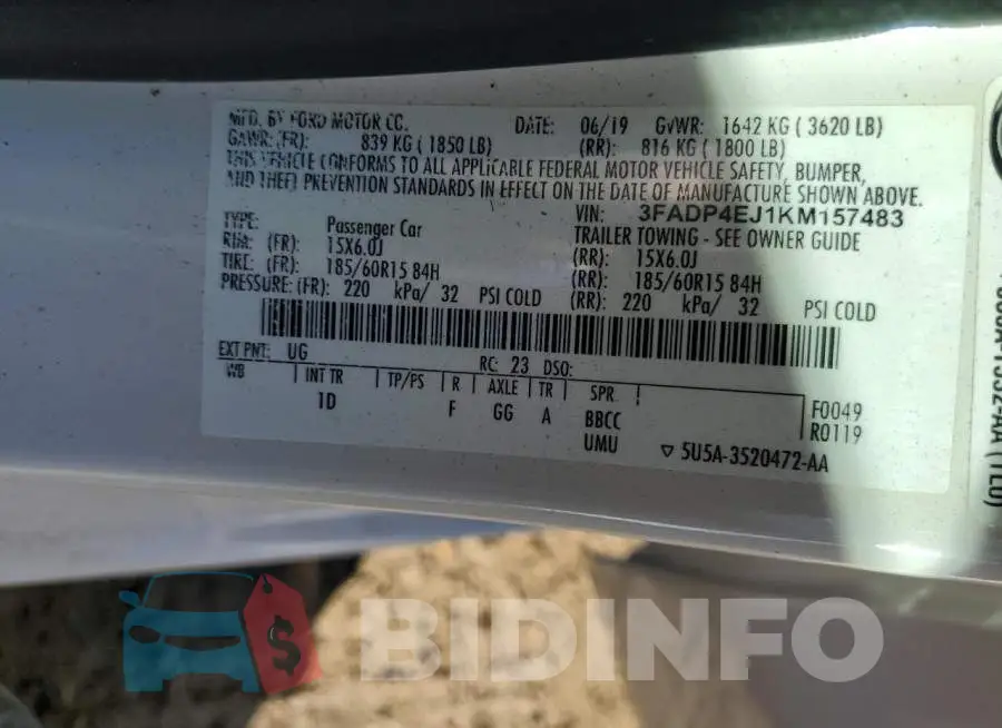 3FADP4EJ1KM157483 Photo# 12