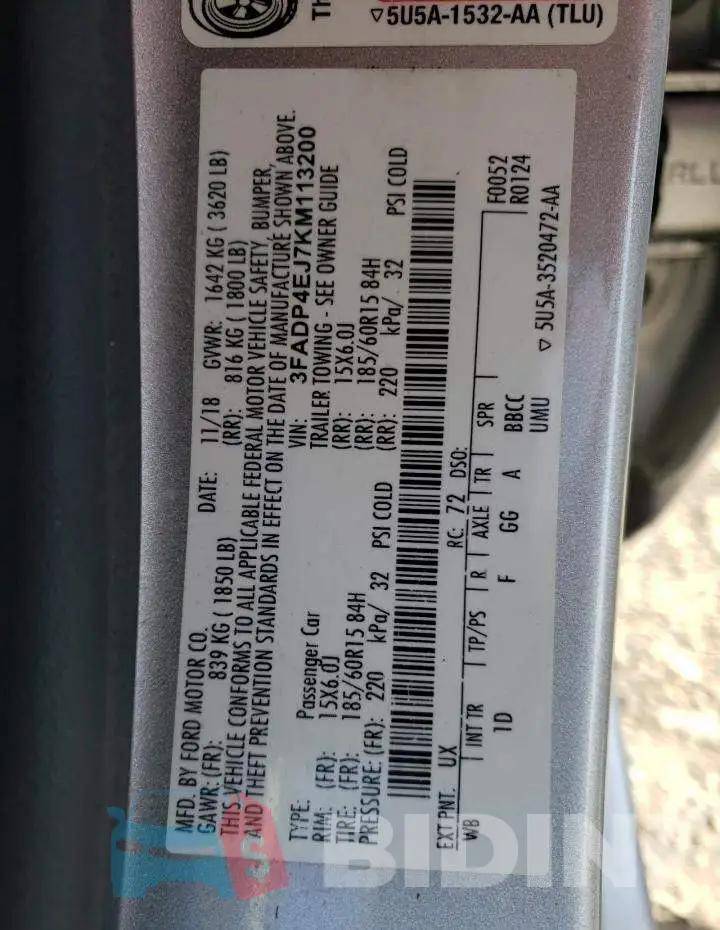 3FADP4EJ7KM113200 Photo# 13