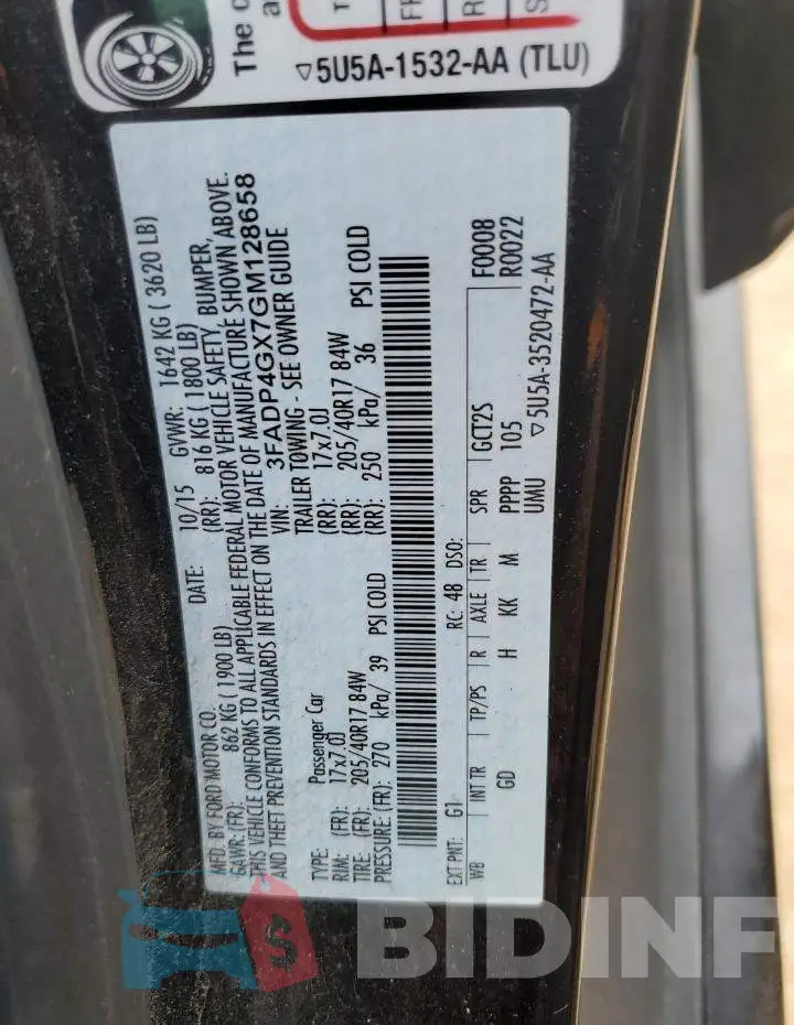 3FADP4GX7GM128658 Photo# 13