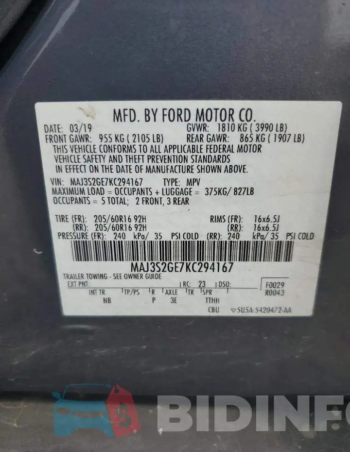 MAJ3S2GE7KC294167 Photo# 13