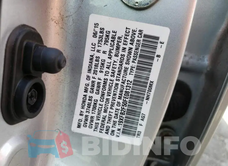 19XFB2F50FE081312 Photo# 13
