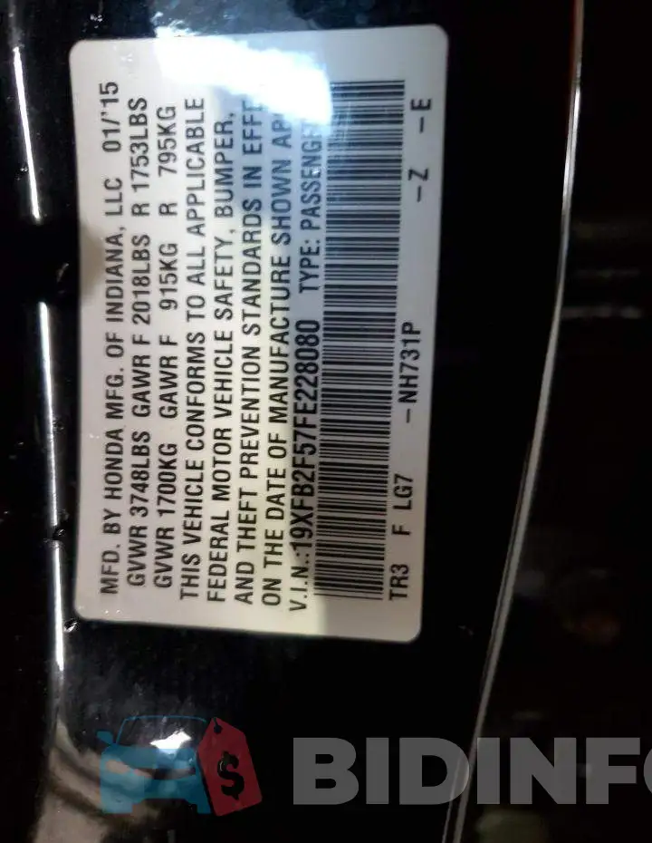 19XFB2F57FE228080 Photo# 12