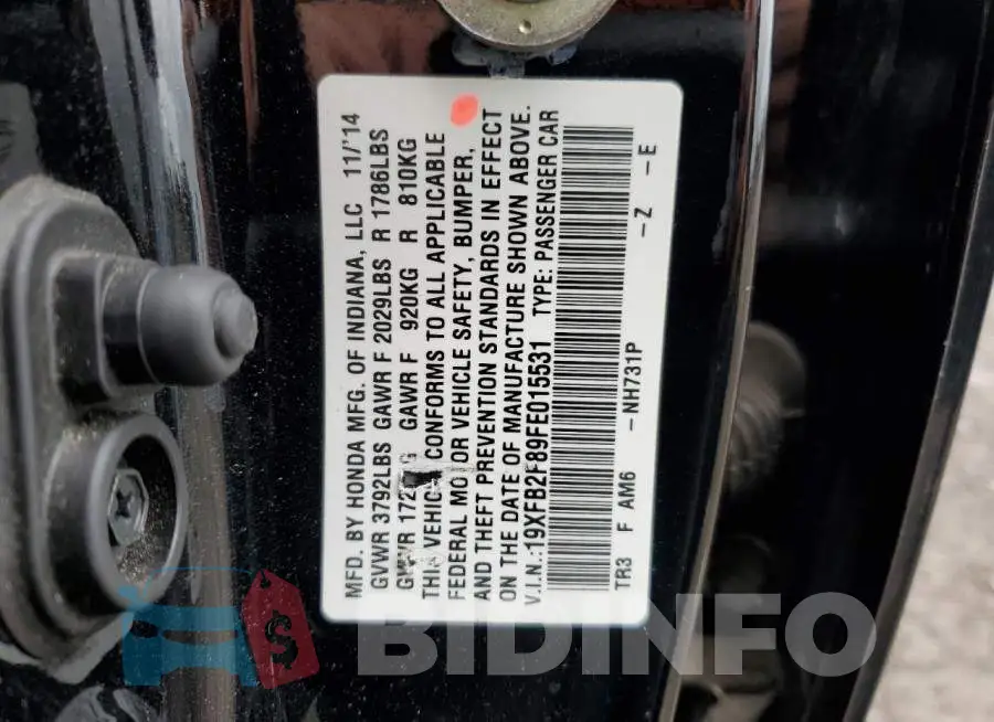 19XFB2F89FE015531 Photo# 12