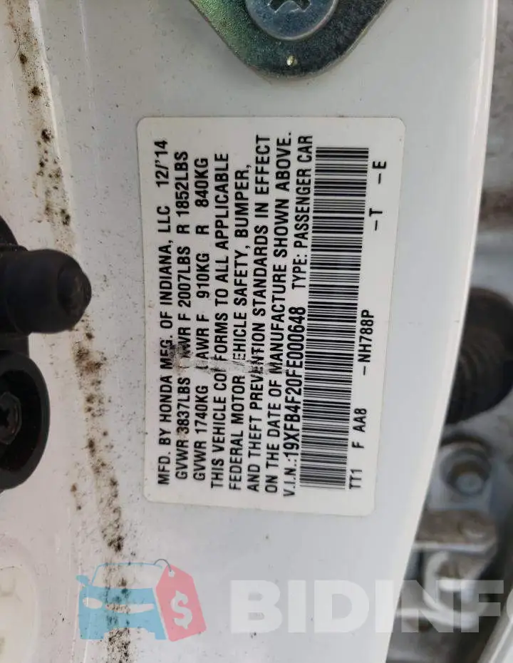 19XFB4F20FE000648 Photo# 12