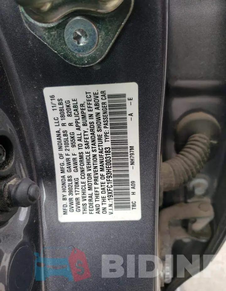 19XFC1F93HE003183 Photo# 12